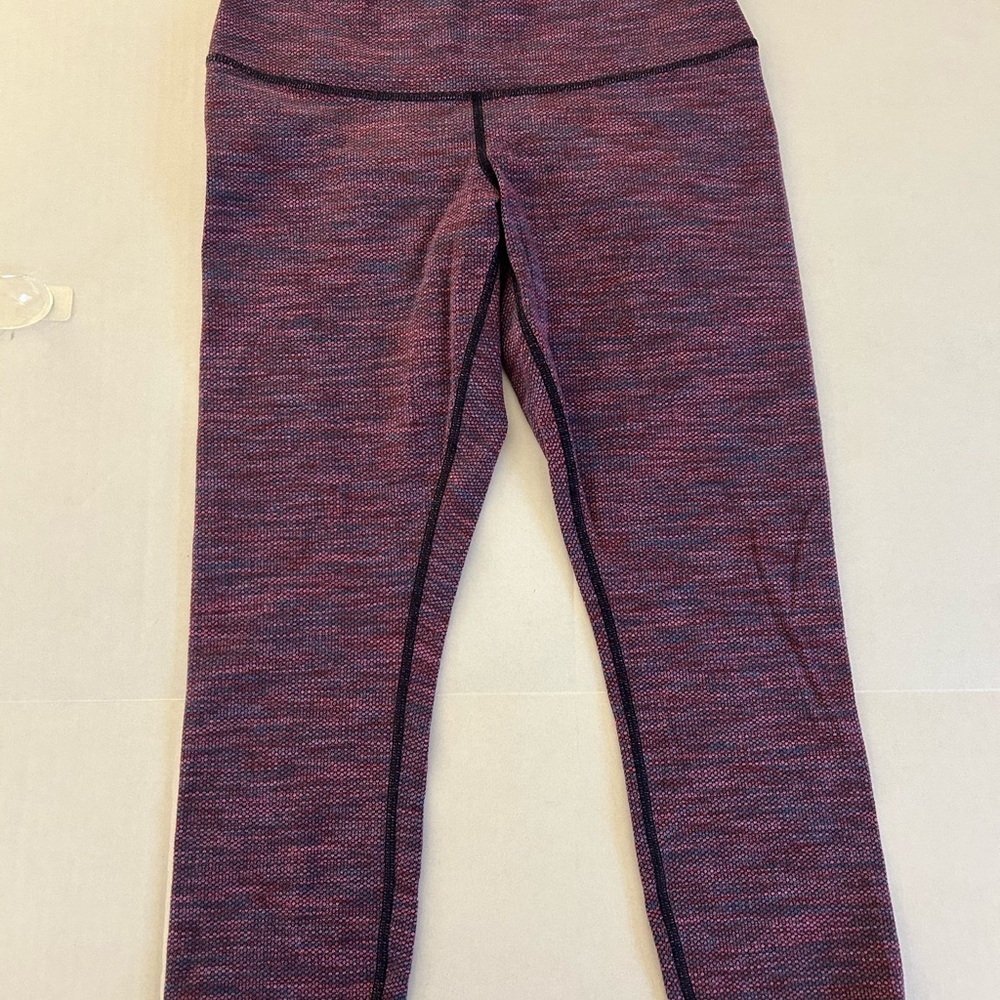 Lululemon Wunder Under Crop Diamond Jacquard Space Dye Blue Magenta Size S - Picture 2 of 11